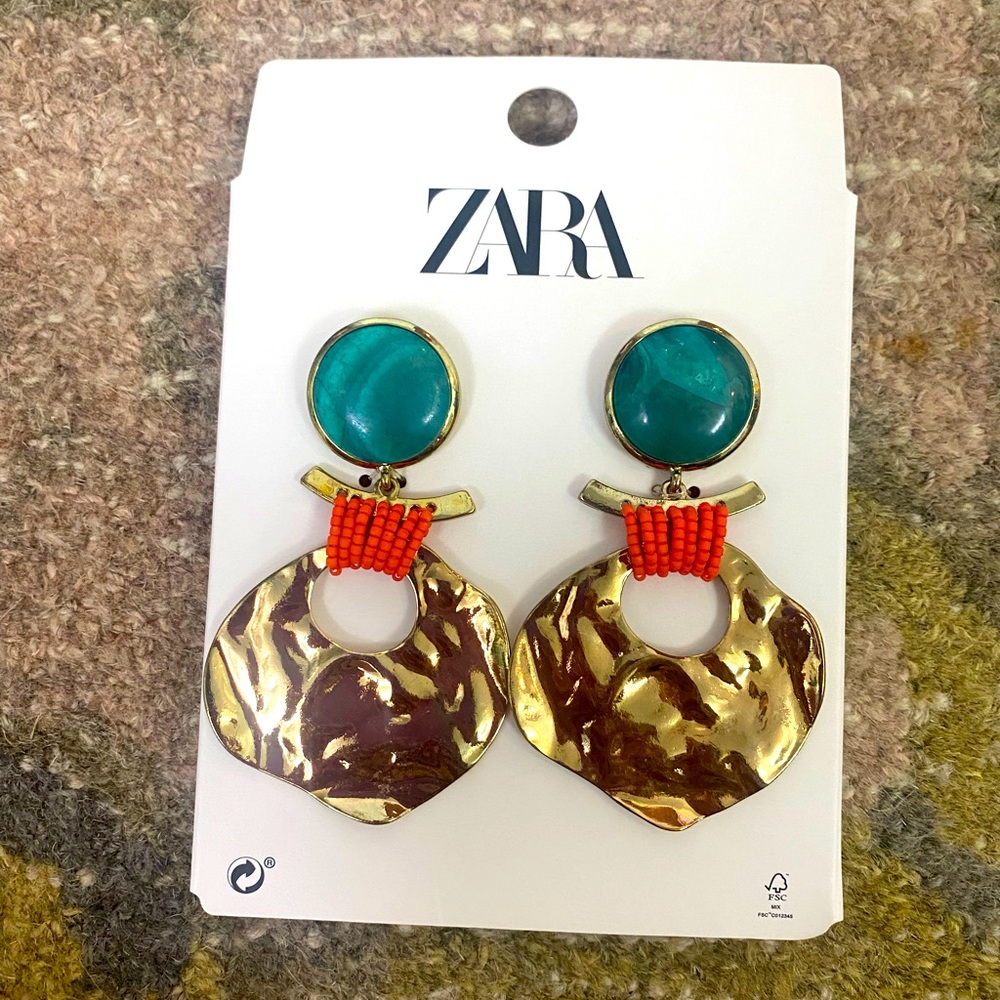 Boho turquoise, gold and orange Earrings